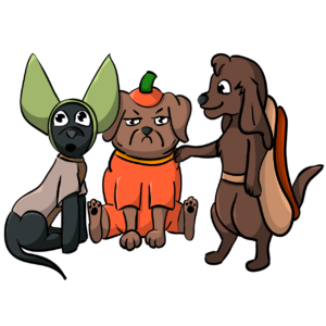 3 dogs in costume